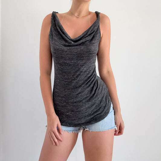 2010's Dark Grey Knitted Draped Tank / SZ S