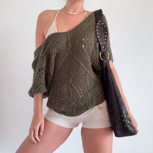 2010's Army Green Slouchy Sweater Top / SZ M