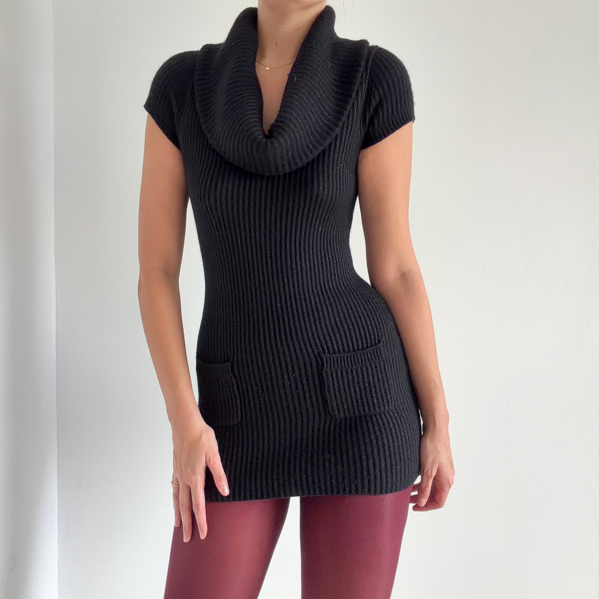 Y2K Black Sparkle Knit Sweater Mini Dress / SZ S/M