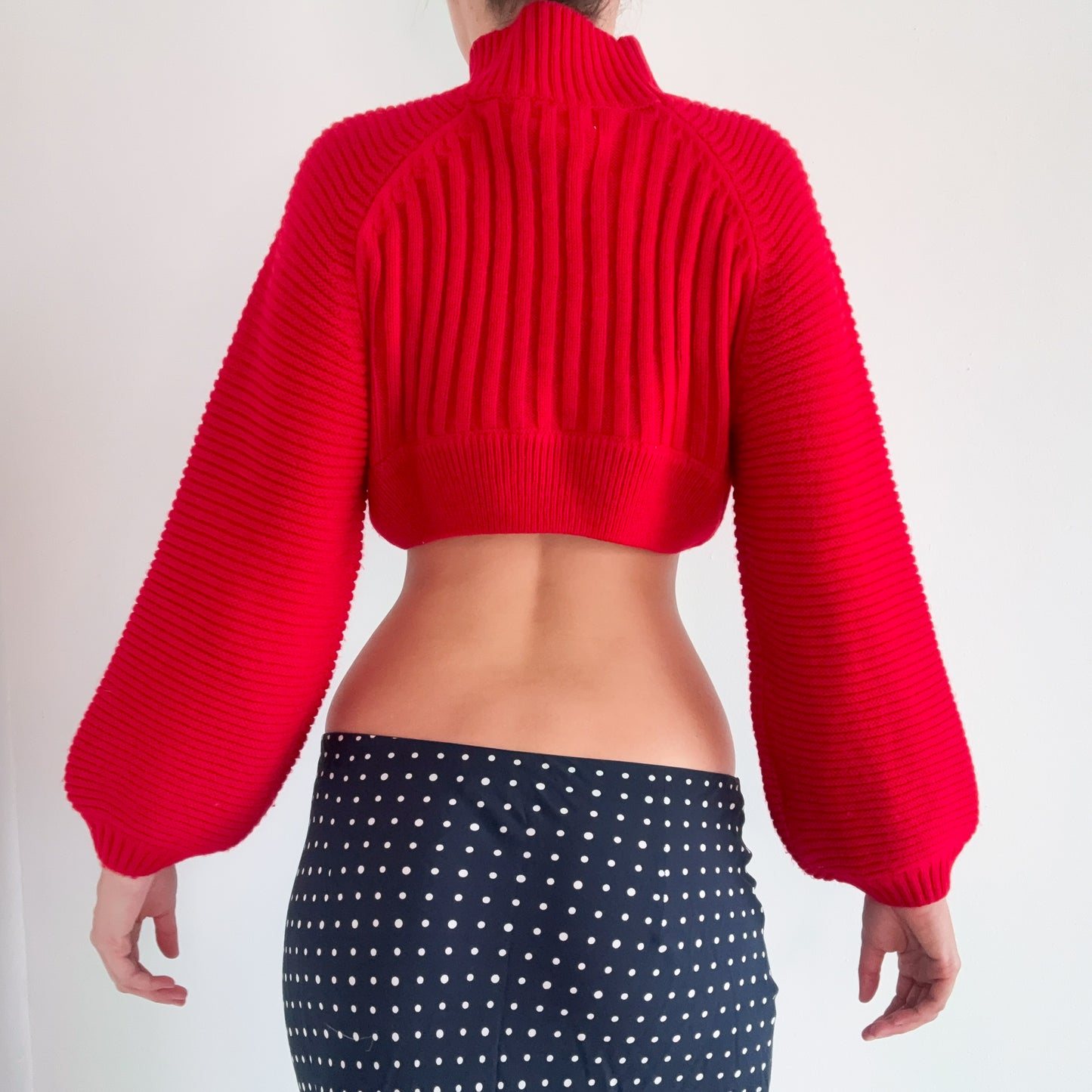 Contemporary Red Knit Cropped Sweater / SZ S-L