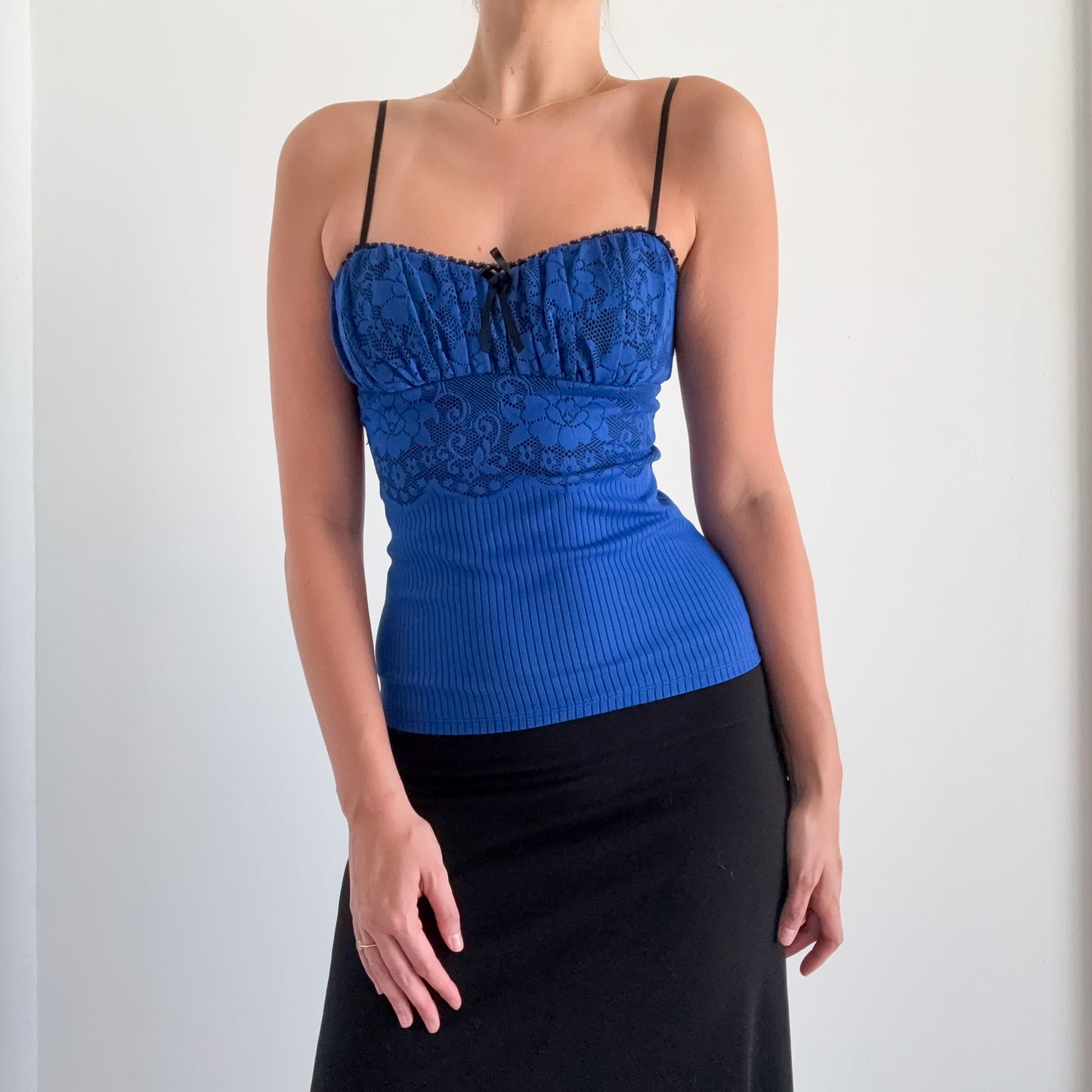 Y2K XOXO Royal Blue Bustier Top / SZ S-M