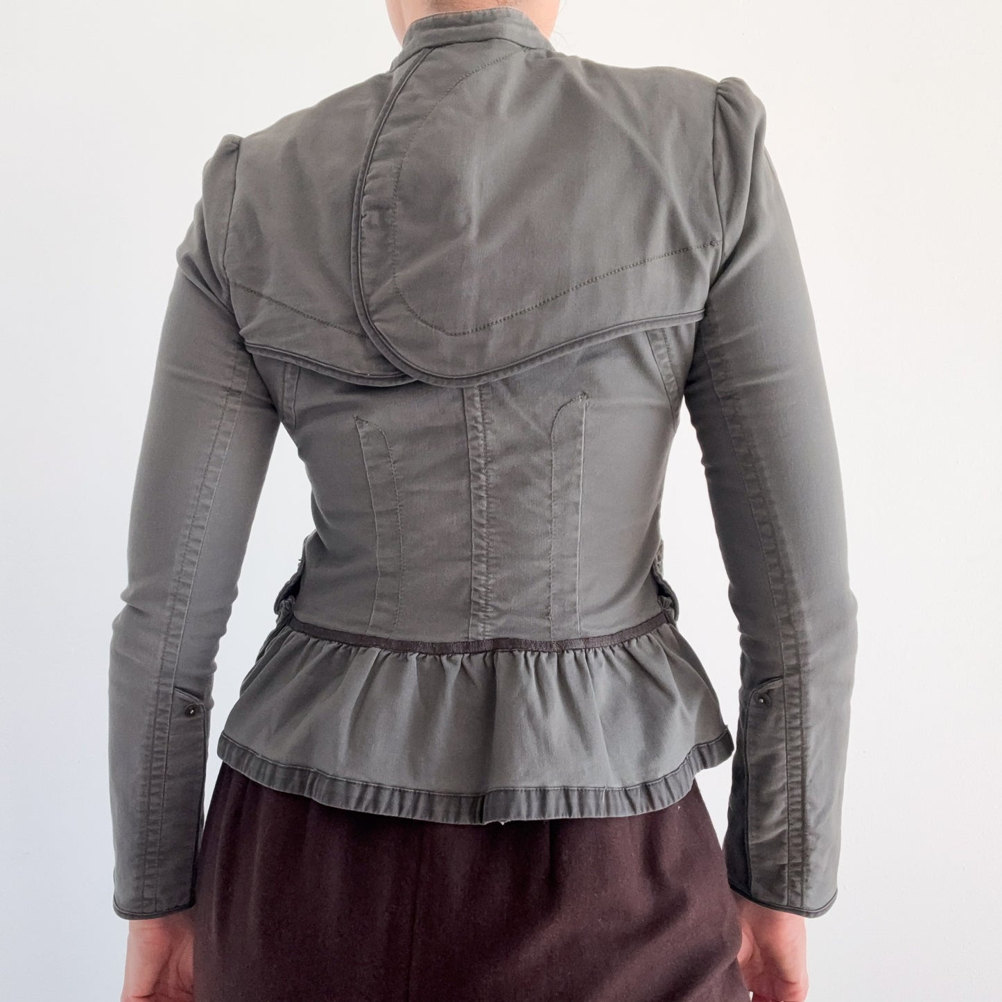 Y2K Olive Cotton Zip Jacket / SZ S