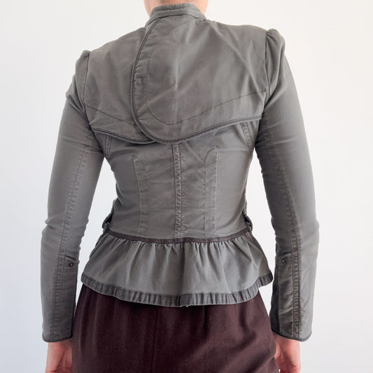 Y2K Olive Cotton Zip Jacket / SZ S