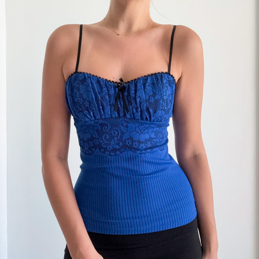 Y2K XOXO Royal Blue Bustier Top / SZ S-M