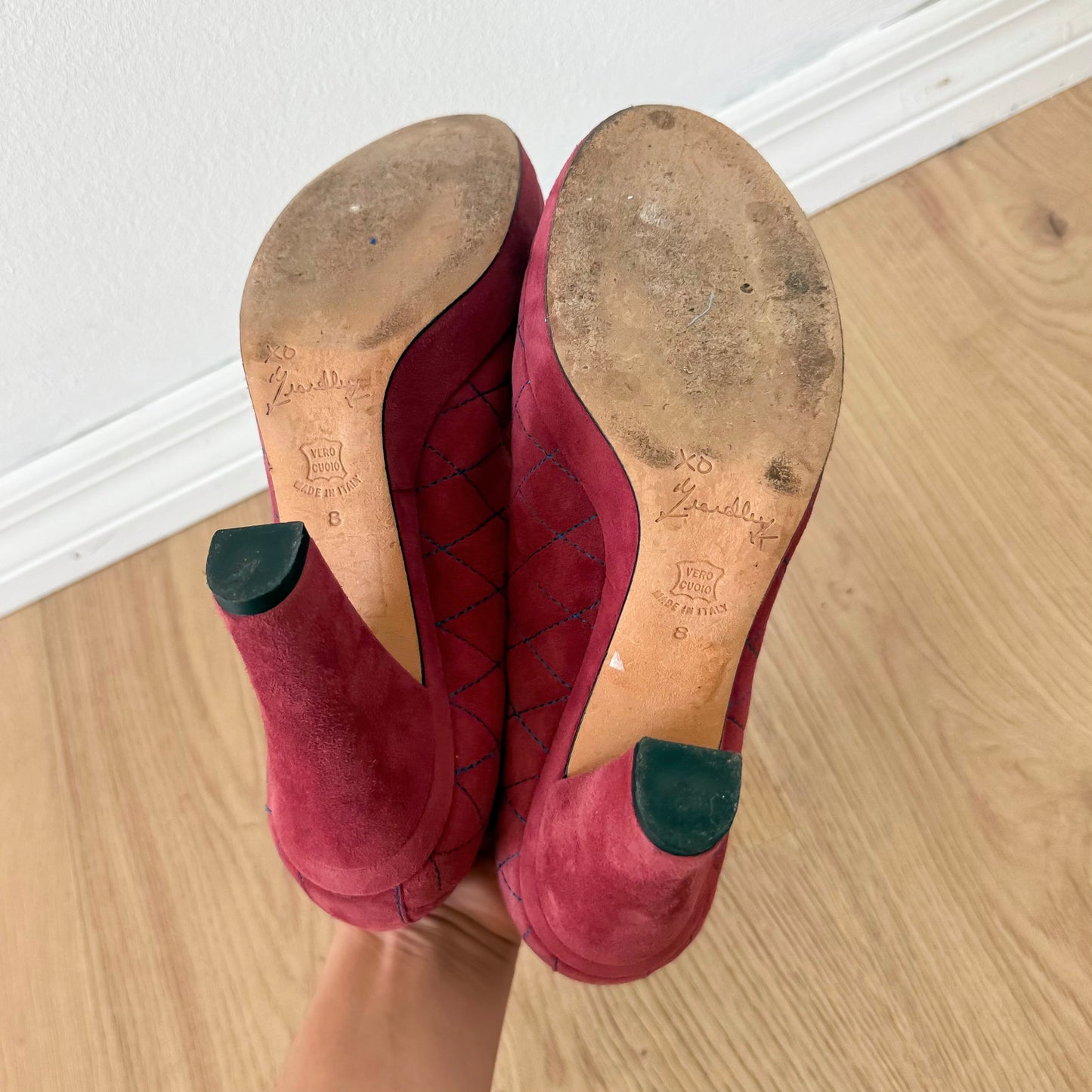 Y2K Muted Red Suede Maryjane Pumps / SZ 8