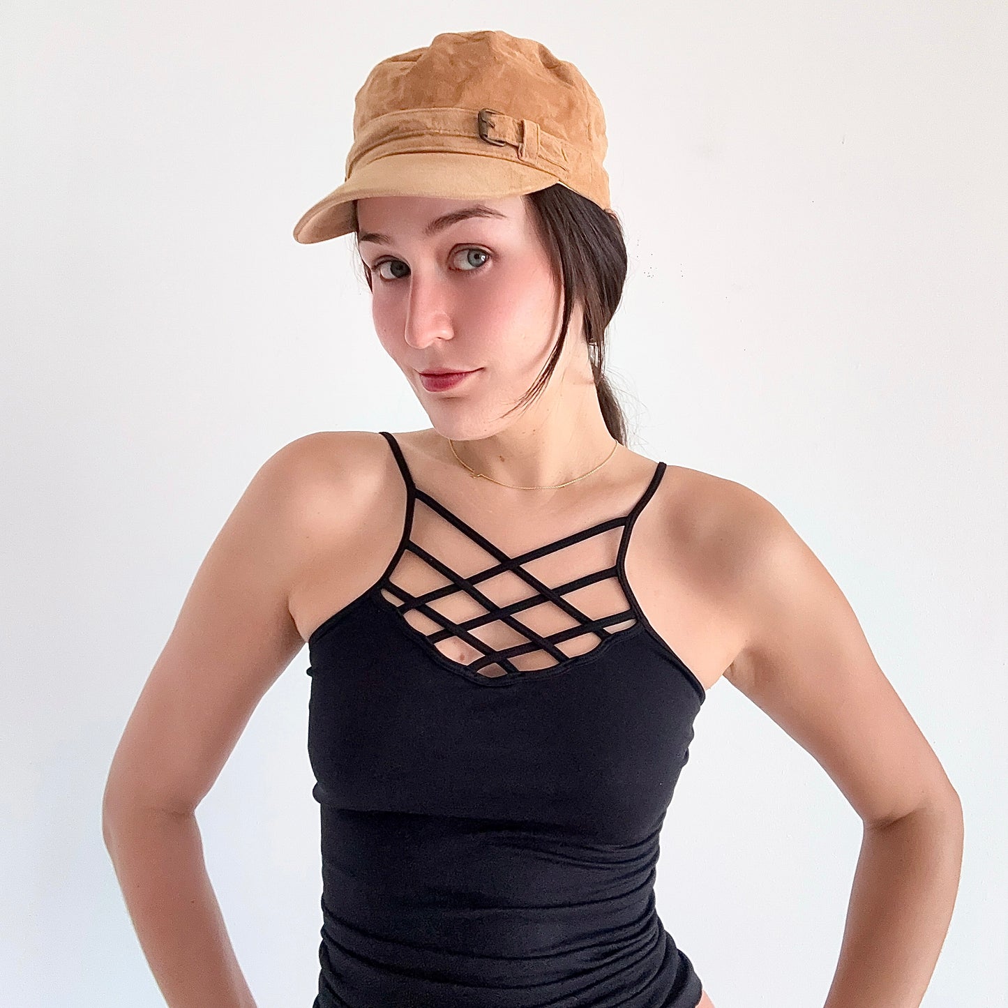 Y2K Camel Suede Cap