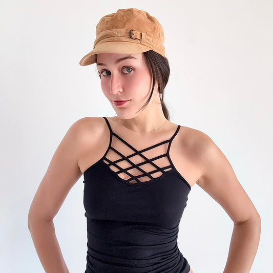 Y2K Camel Suede Cap