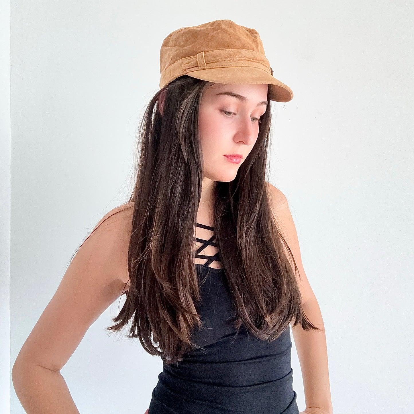 Y2K Camel Suede Cap