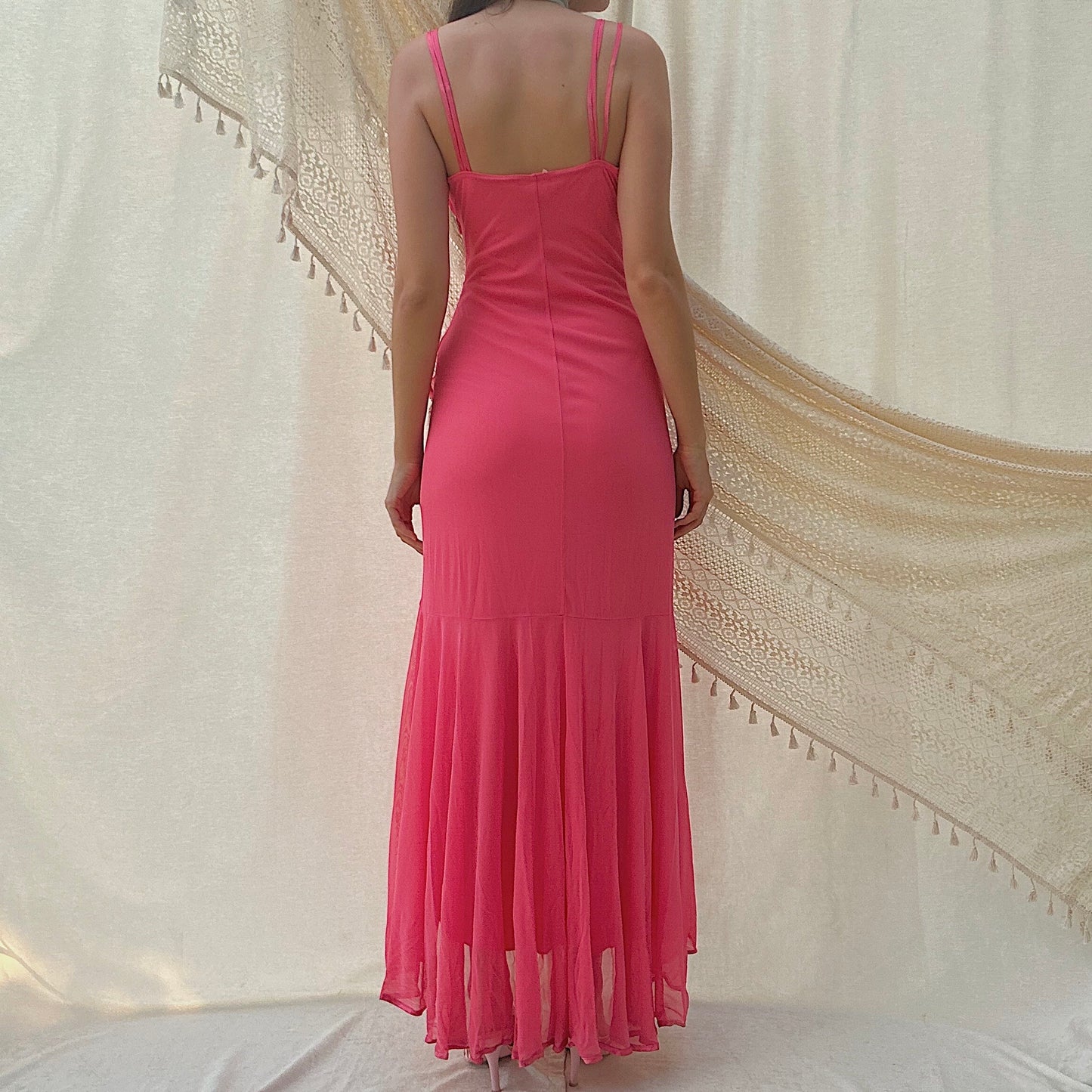 Y2K Hot Pink Ruffle Gown / SZ M
