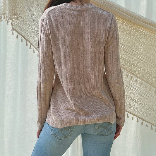 90's Nude Chenille Sweater / SZ M