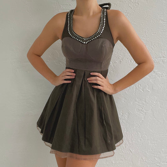 Y2K Army Green Babydoll Dress / SZ S